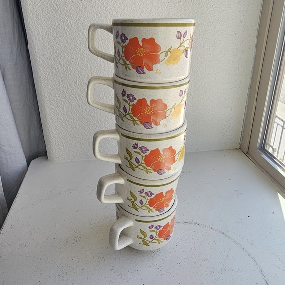 Lenox Other - 1970s Vintage Temperware By Lenox Summer Wind USA Coffee Cups Poppy Wildflower